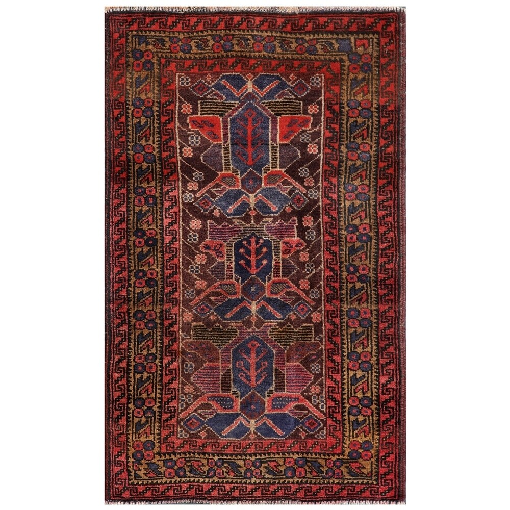 Handmade One-of-a-Kind Balouchi Wool Rug (Afghanistan) - 2'6 x 4'