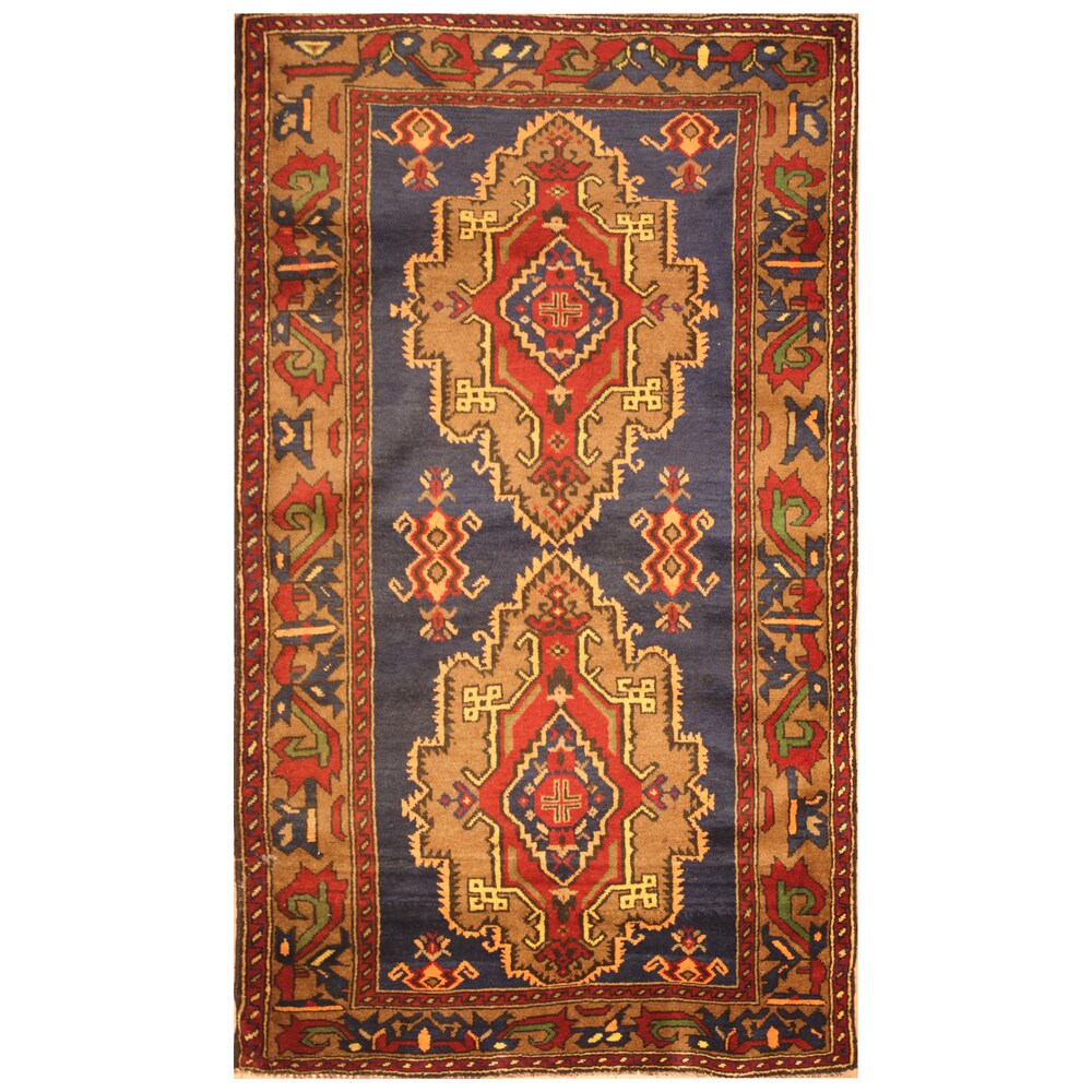 Handmade Herat Oriental Afghan Hand-knotted Tribal Balouchi Wool Rug (Afghanistan) - 3'10 x 6'7