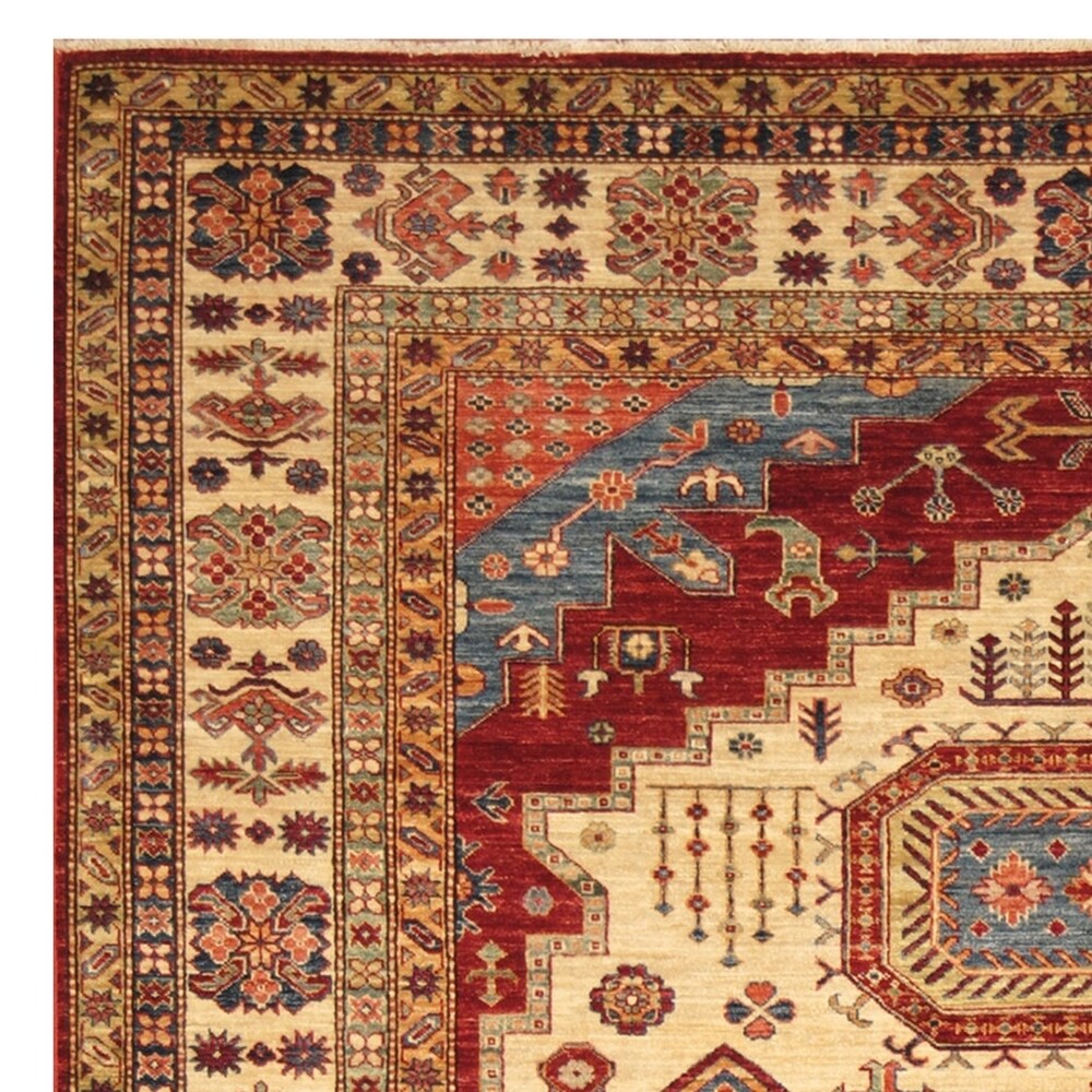 Handmade One-of-a-Kind Vegetable Dye Super Kazak Wool Rug (Afghanistan) - 8'1 x 9'10