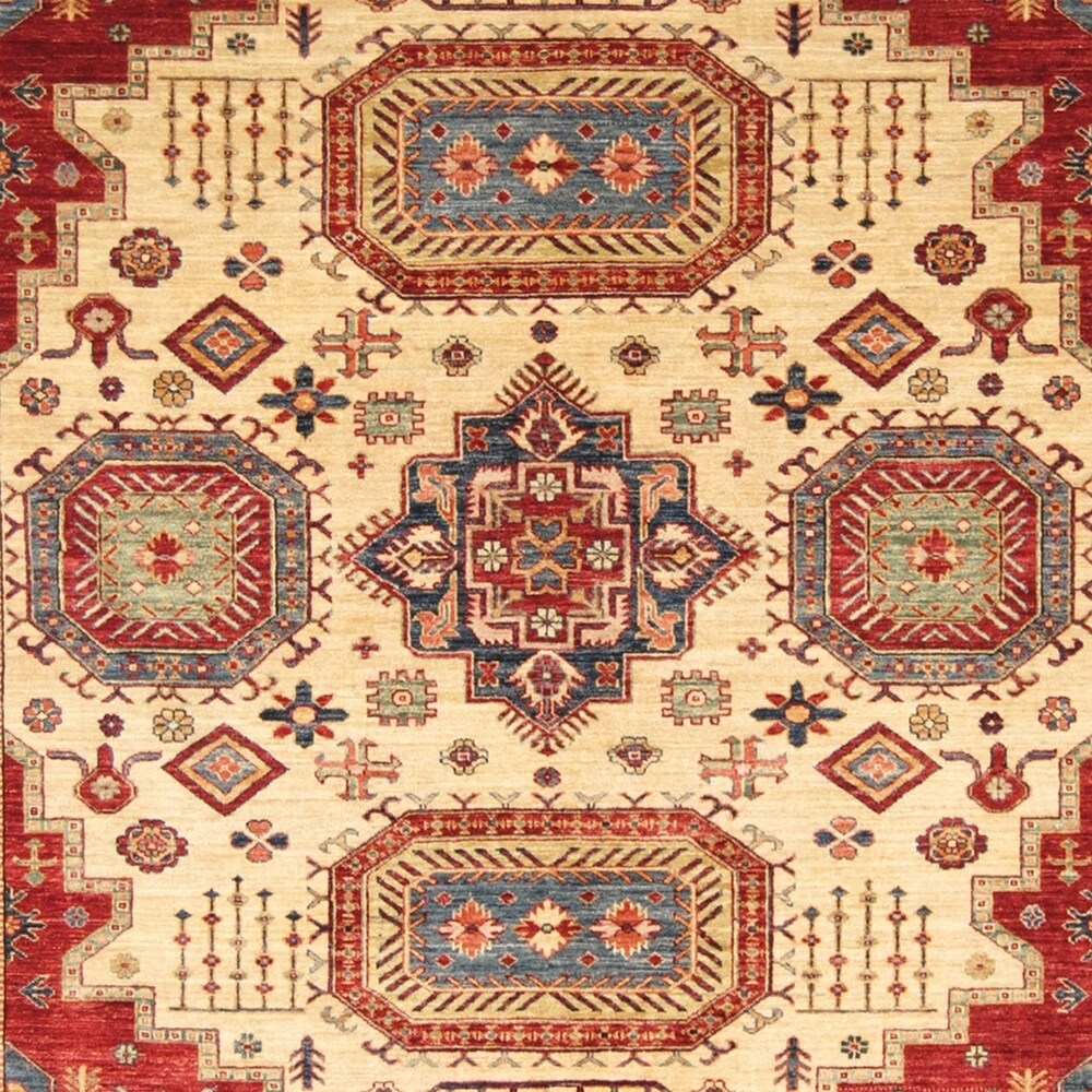Handmade One-of-a-Kind Vegetable Dye Super Kazak Wool Rug (Afghanistan) - 8'1 x 9'10