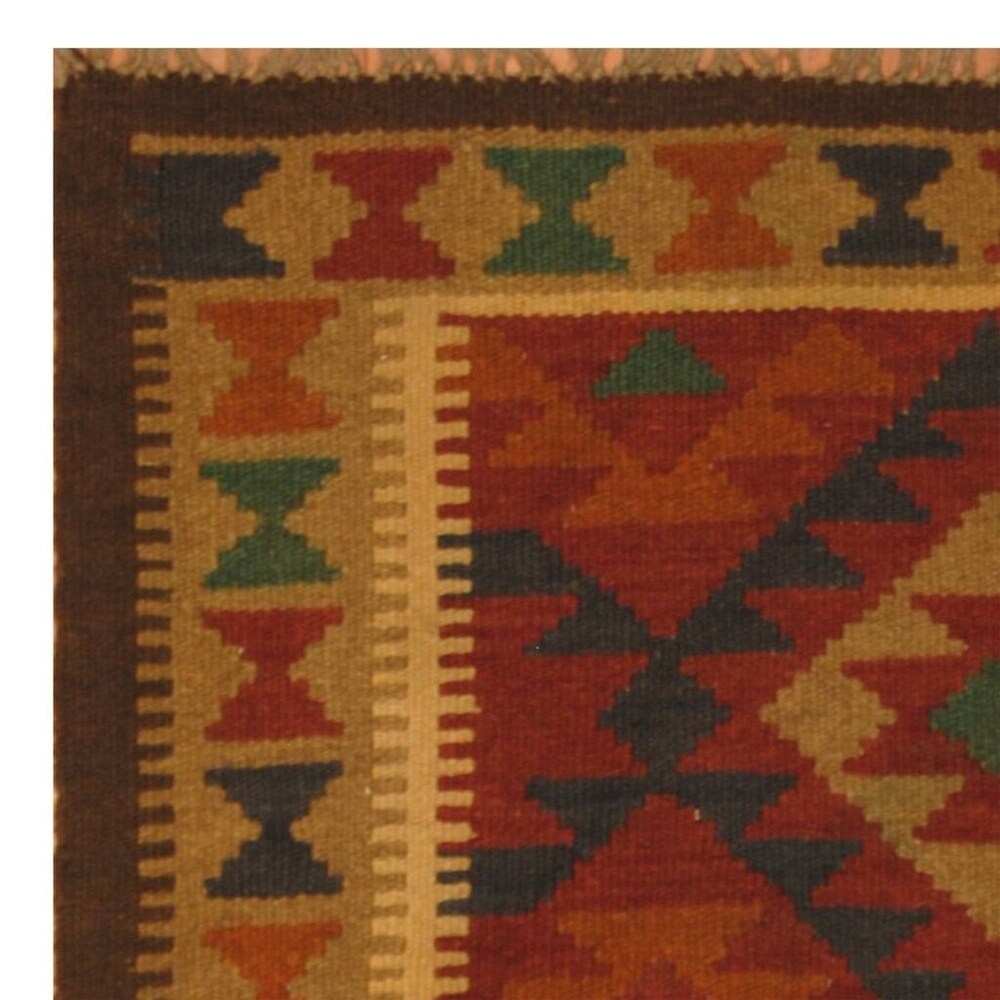 Handmade One-of-a-Kind Mimana Wool Kilim (Afghanistan) - 3'2 x 5'