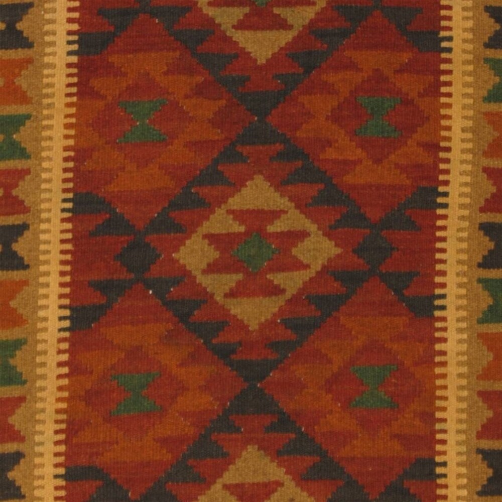 Handmade One-of-a-Kind Mimana Wool Kilim (Afghanistan) - 3'2 x 5'