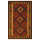 Handmade One-of-a-Kind Mimana Wool Kilim (Afghanistan) - 3'2 x 5'