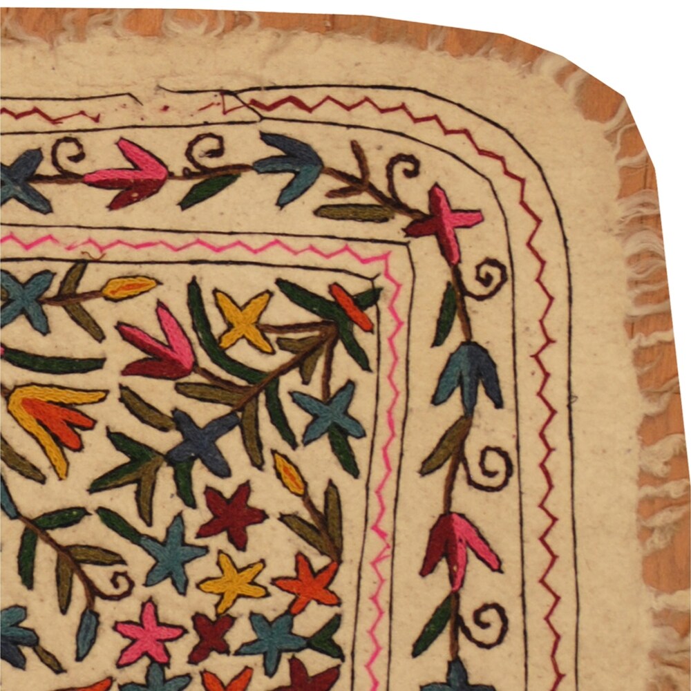 Handmade One-of-a-Kind Suzani Namad Rug (Uzbekistan) - 3'2 x 4'