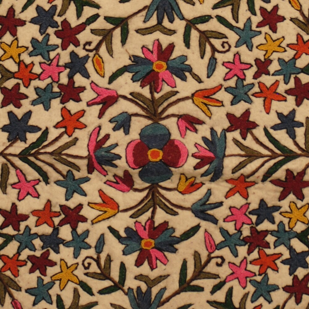 Handmade One-of-a-Kind Suzani Namad Rug (Uzbekistan) - 3'2 x 4'