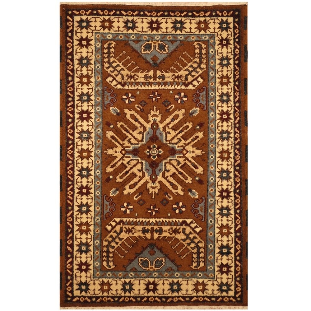 Handmade Herat Oriental Indo Hand-knotted Kazak Wool Rug (3' x 5') - 3' x 5'