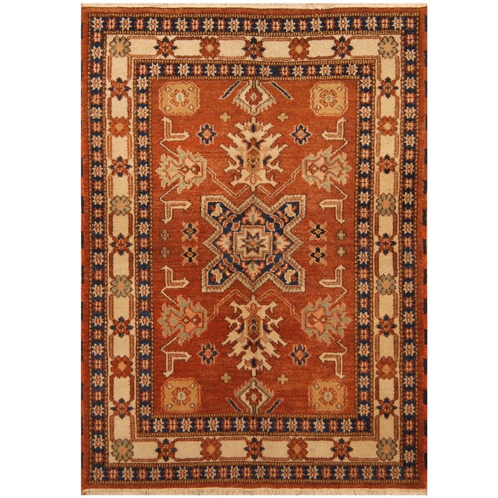 Handmade One-of-a-Kind Kazak Wool Rug (India) - 4'8 x 6'6