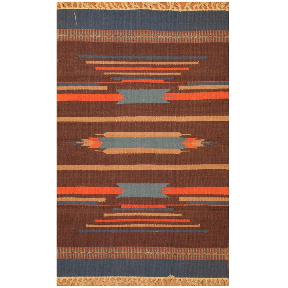Handmade Herat Oriental Indo Hand-woven Wool Kilim (2' x 3') - 2' x 3'
