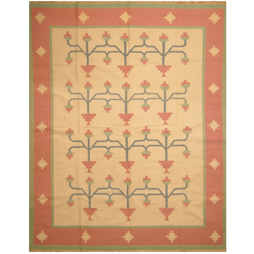 Handmade One-of-a-Kind Wool Kilim (India) - 8' x 10'