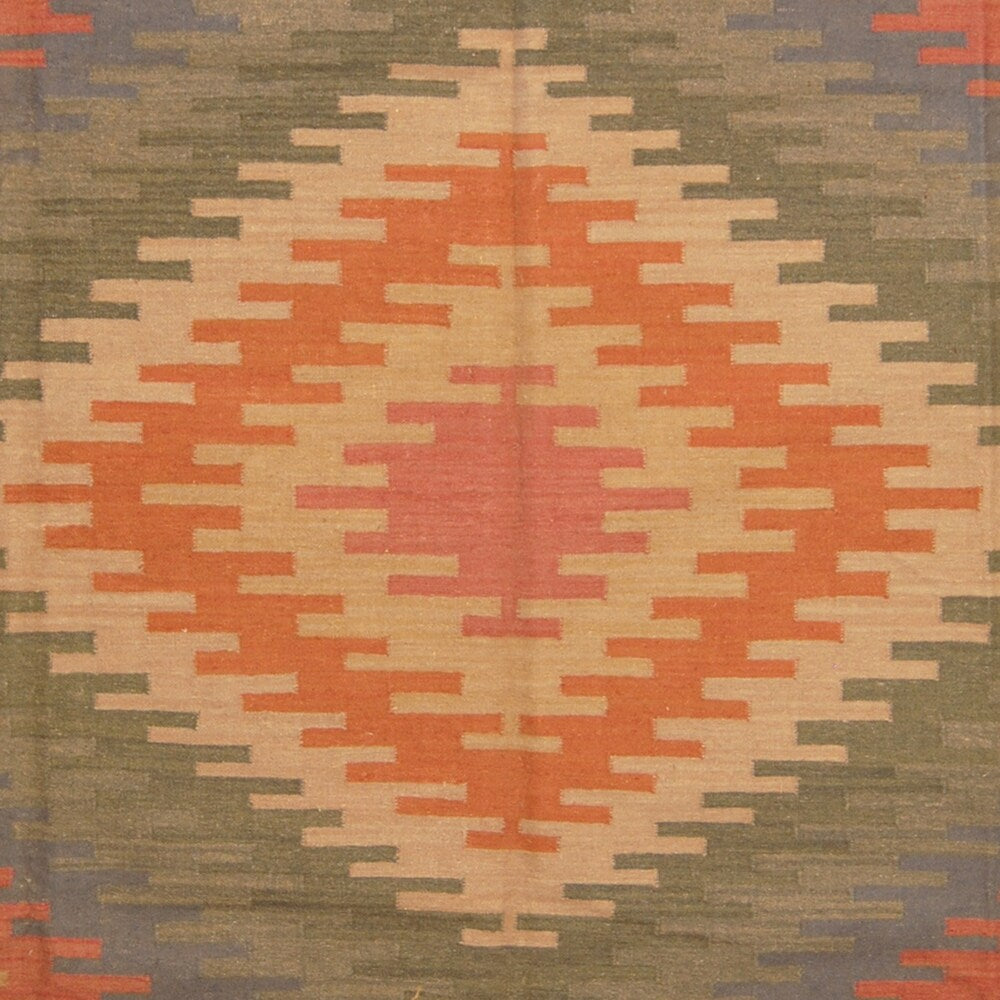 Handmade One-of-a-Kind Wool Kilim (India) - 9'3 x 12'