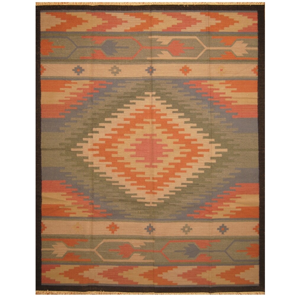 Handmade One-of-a-Kind Wool Kilim (India) - 9'3 x 12'