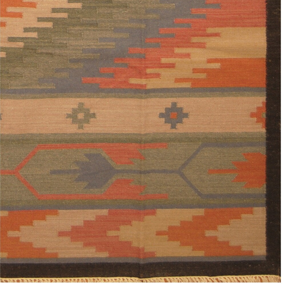 Handmade One-of-a-Kind Wool Kilim (India) - 9'3 x 12'