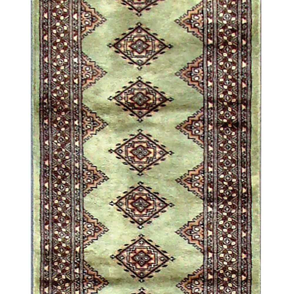 Handmade Herat Oriental Pakistani Hand-Knotted Tribal Bokhara Wool Runner (2'7 x 14'5) - 2'7 x 14'5