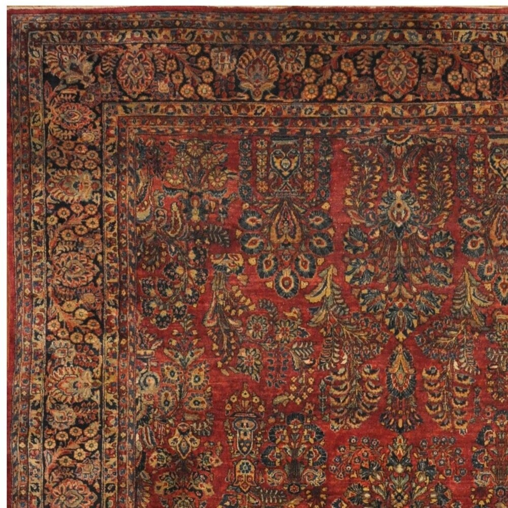 HERAT ORIENTAL Handmade Vintage One-of-a-Kind Sarouk Wool Rug - 10'2 x 15'