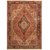 Handmade Herat Oriental Persian Hand-knotted Tribal 1940s Antique Heriz Wool Rug (Iran) - 7'7 x 10'7