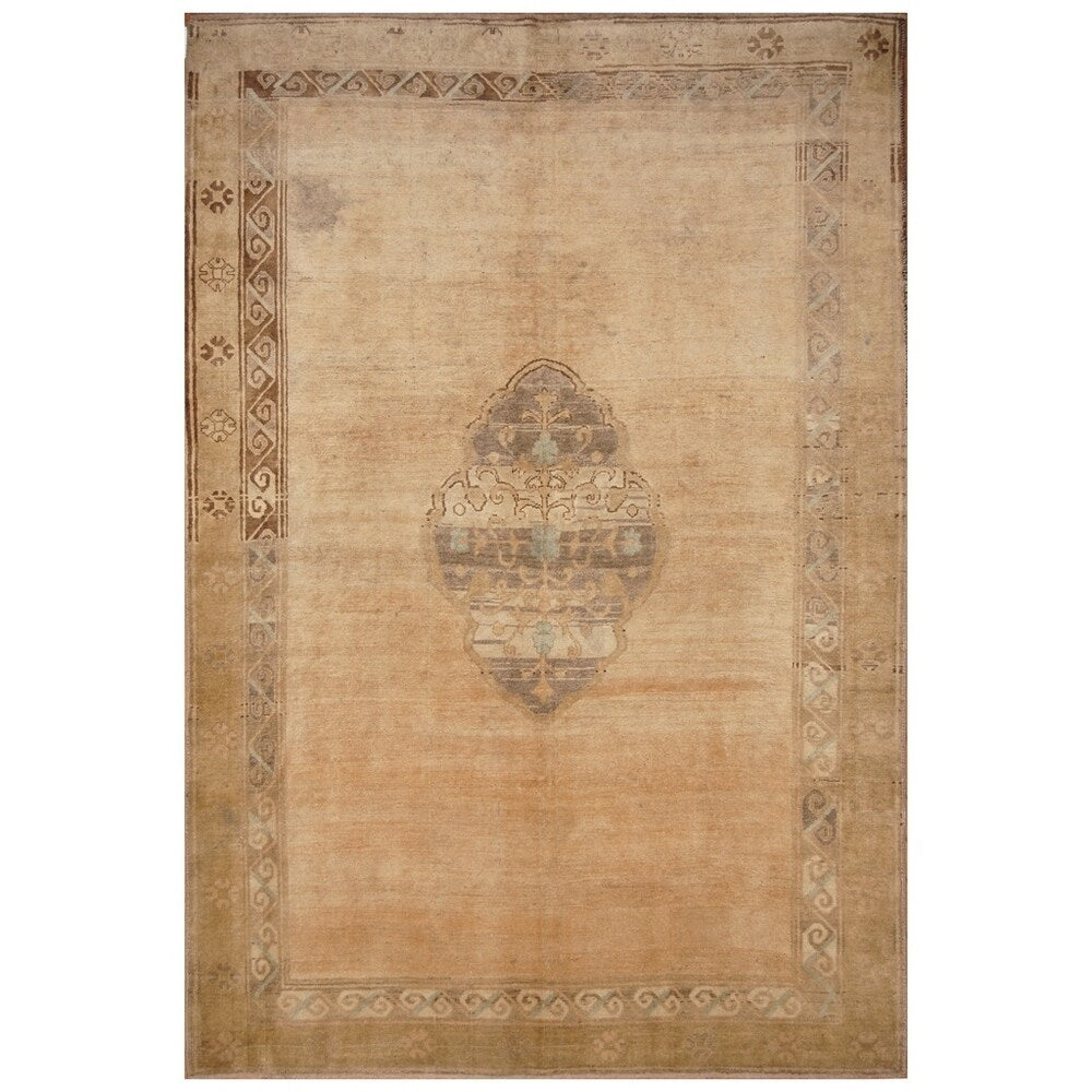 Handmade Antique Vegetable Dye Oushak Wool Rug (Turkey) - 6'7 x 9'1