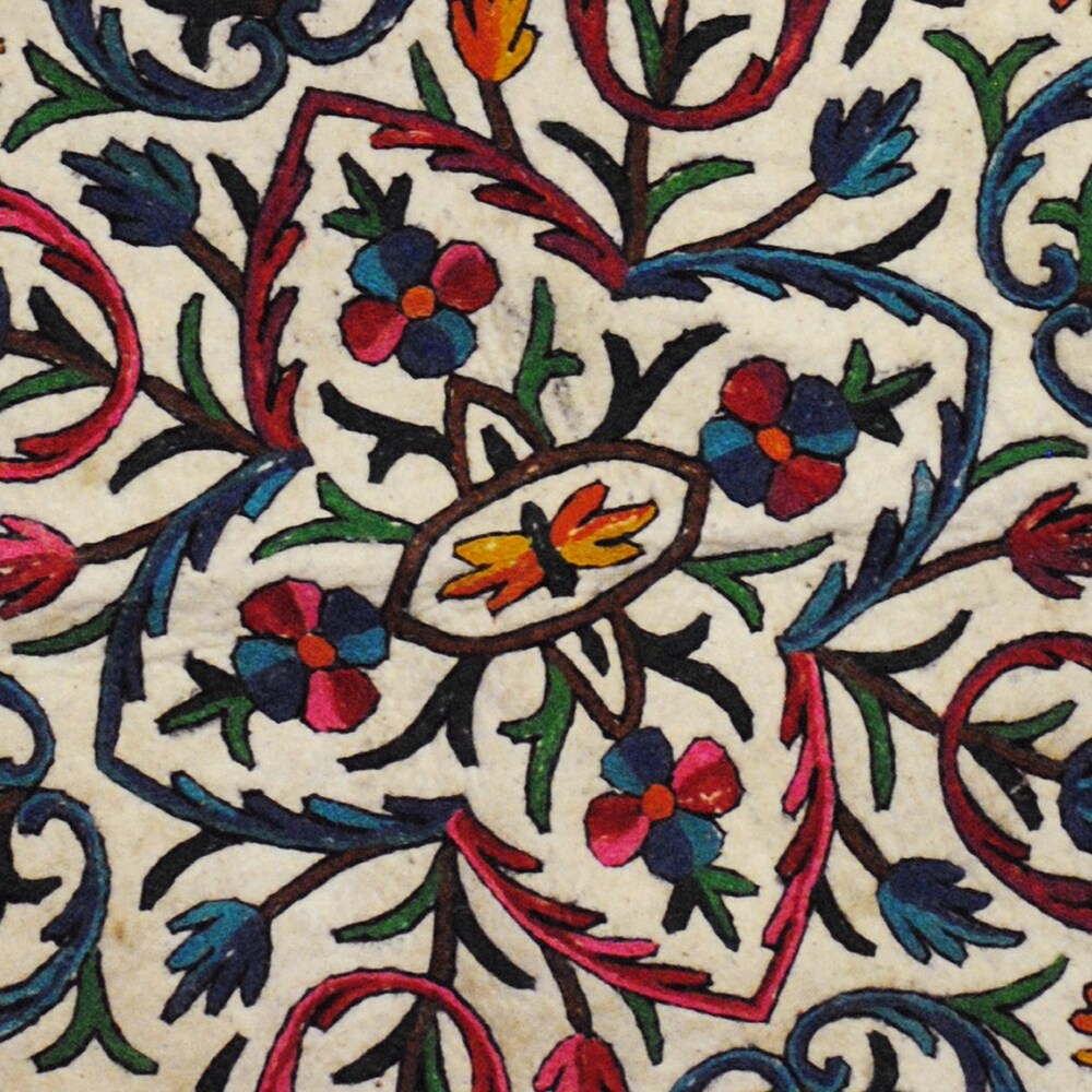 Handmade One-of-a-Kind Suzani Namad (Uzbekistan) - 4' x 4'