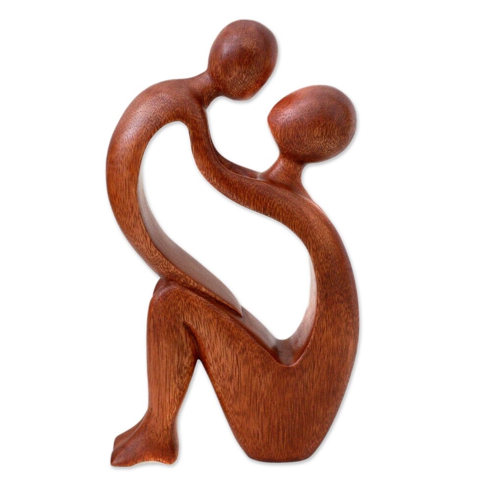 Handmade I Adore You Wood Statuette (Indonesia) - 11.75" H x 6" W x 1.8" D