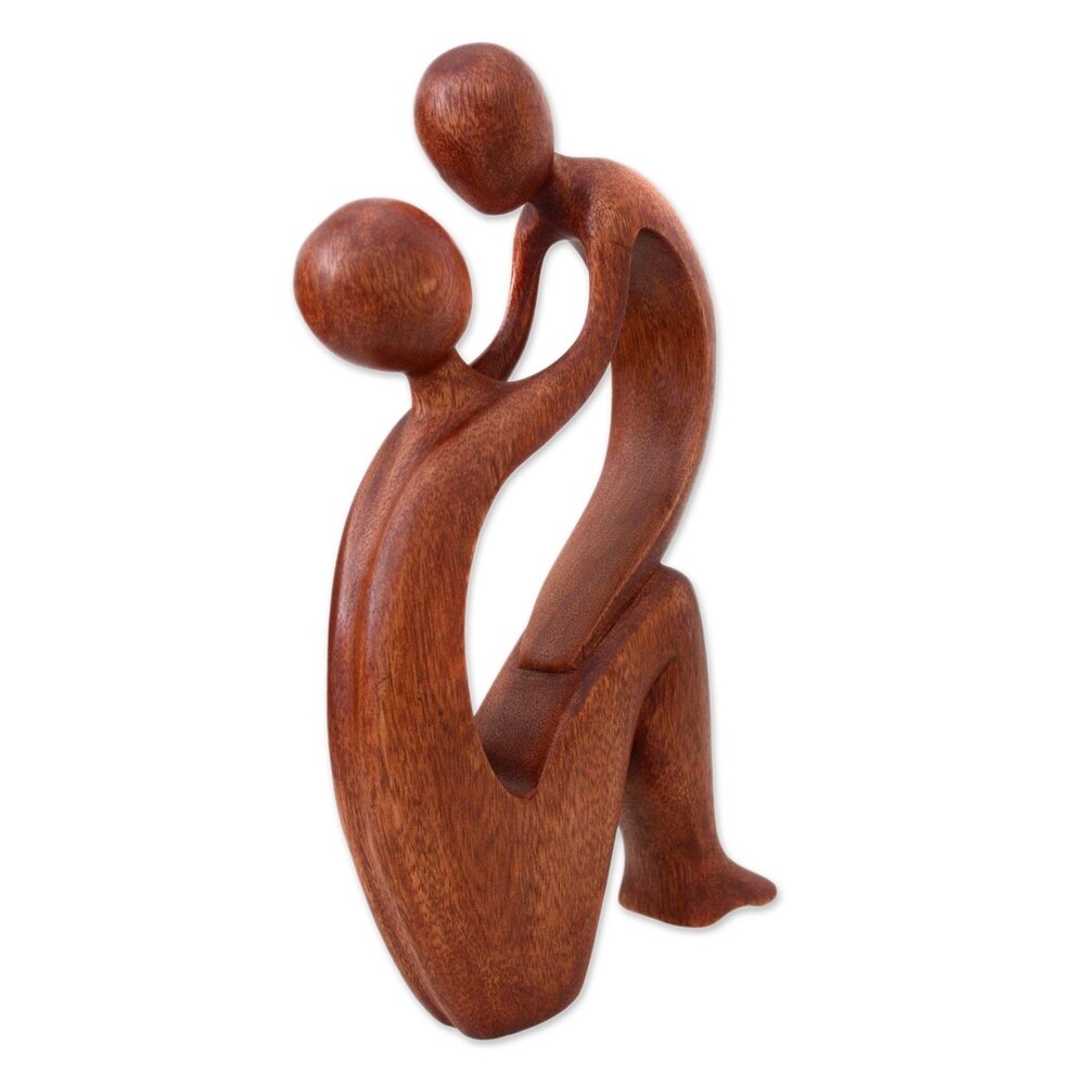 Handmade I Adore You Wood Statuette (Indonesia) - 11.75" H x 6" W x 1.8" D