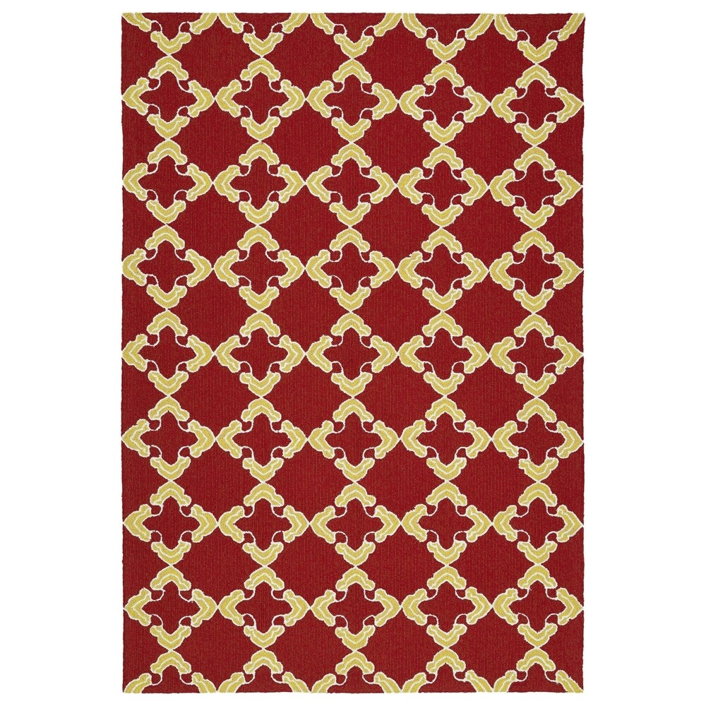 Handmade Indoor/ Outdoor Getaway Red Trellis Rug (2' x 3') - 2' x 3'
