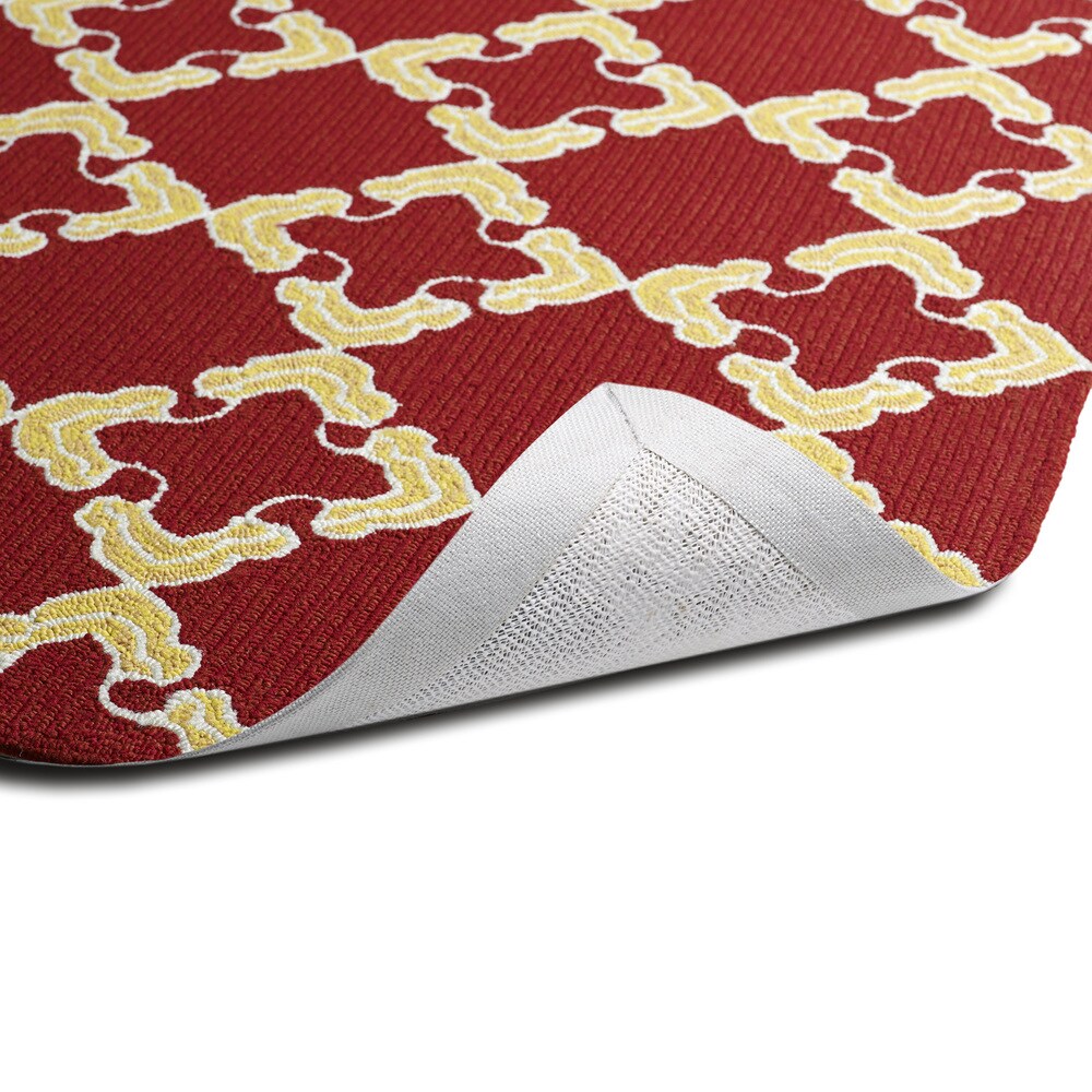 Handmade Indoor/ Outdoor Getaway Red Trellis Rug (2' x 3') - 2' x 3'