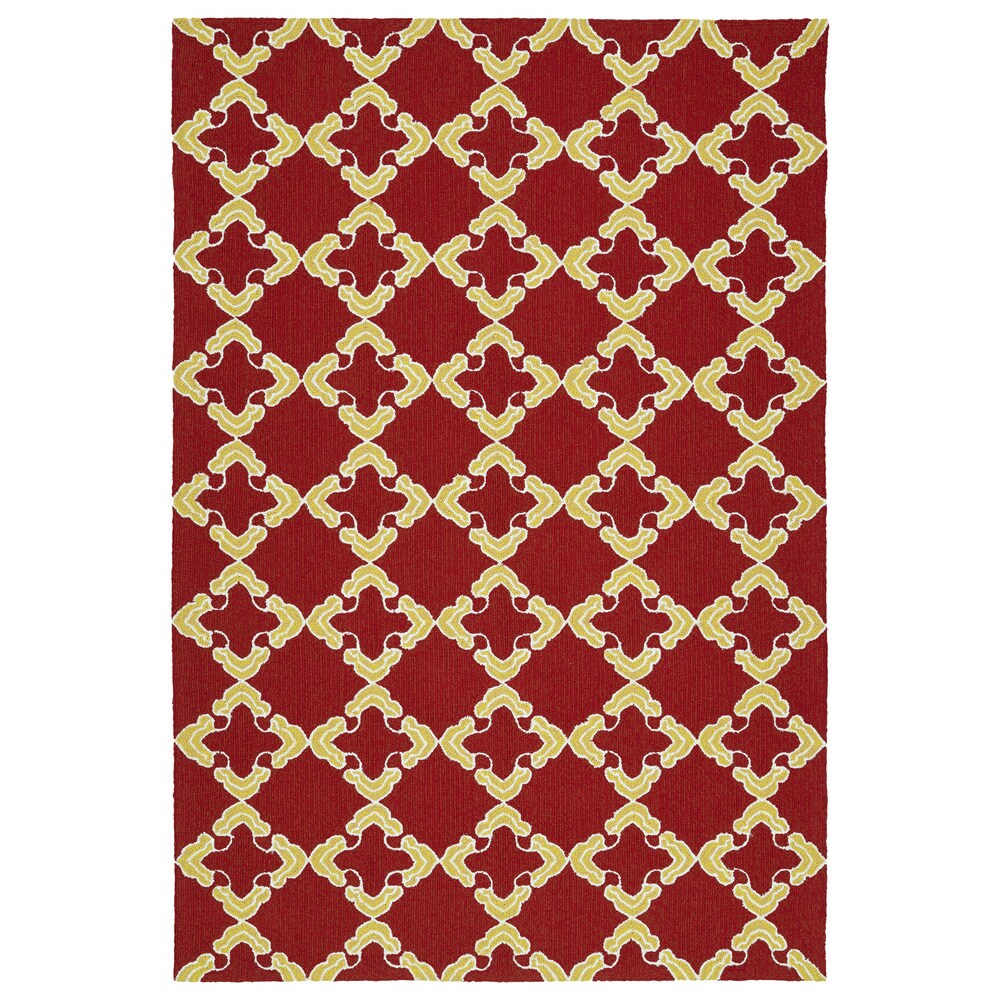 Handmade Indoor/ Outdoor Getaway Red Trellis Rug (2' x 3') - 2' x 3'
