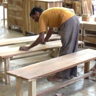 Handmade Industrial Hairpin Mango Wood 3-drawer Console Table (India)