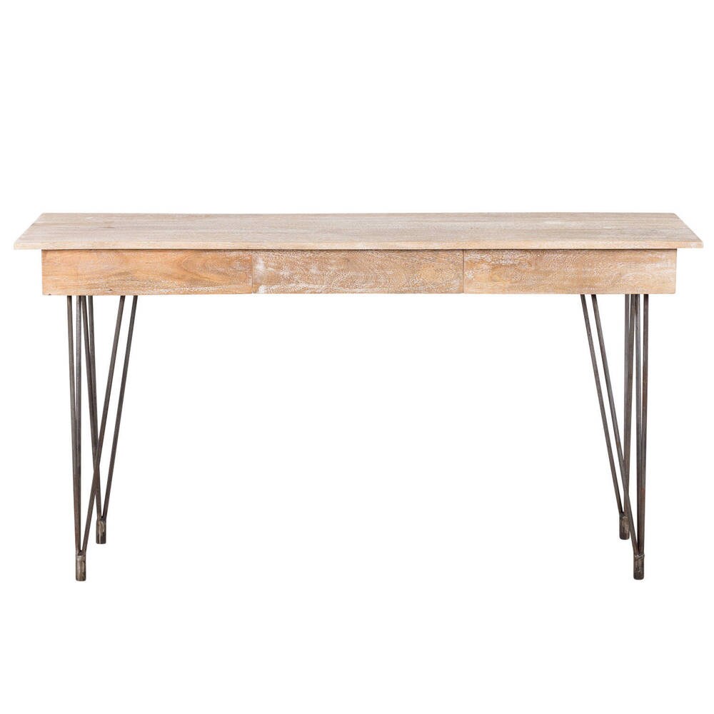Handmade Industrial Hairpin Mango Wood 3-drawer Console Table (India)