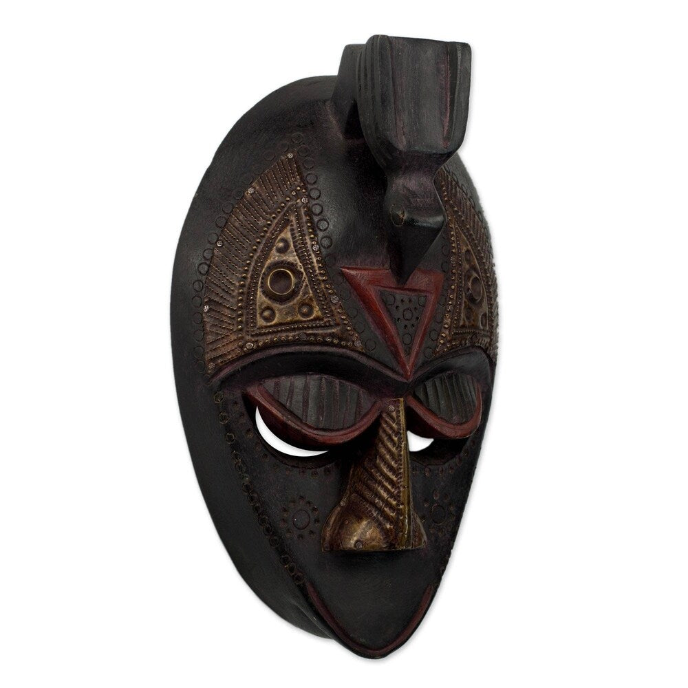 Handmade Karma Bird Ewe Wood Mask (Ghana)