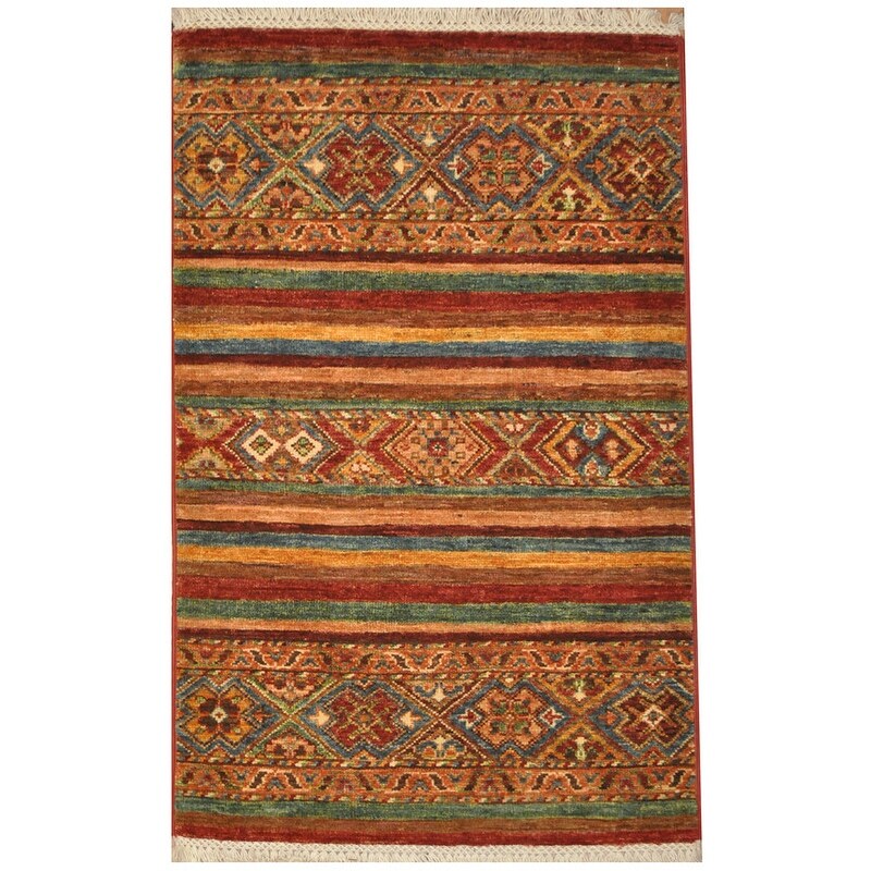 HERAT ORIENTAL Handmade Khorjeen Kazak Wool Rug - 2' x 3'1