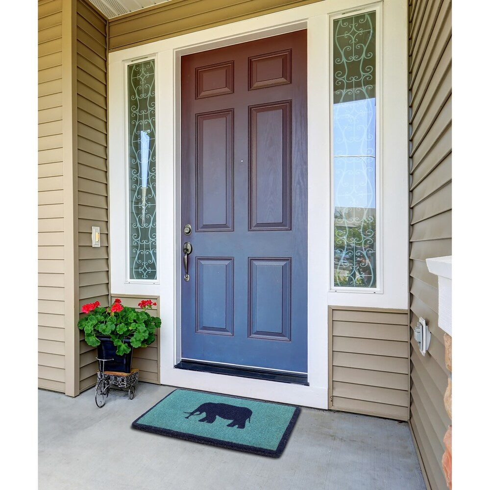 Handmade Lucky Elephant Extra Thick Durable Doormat (India) - 18" x 30"