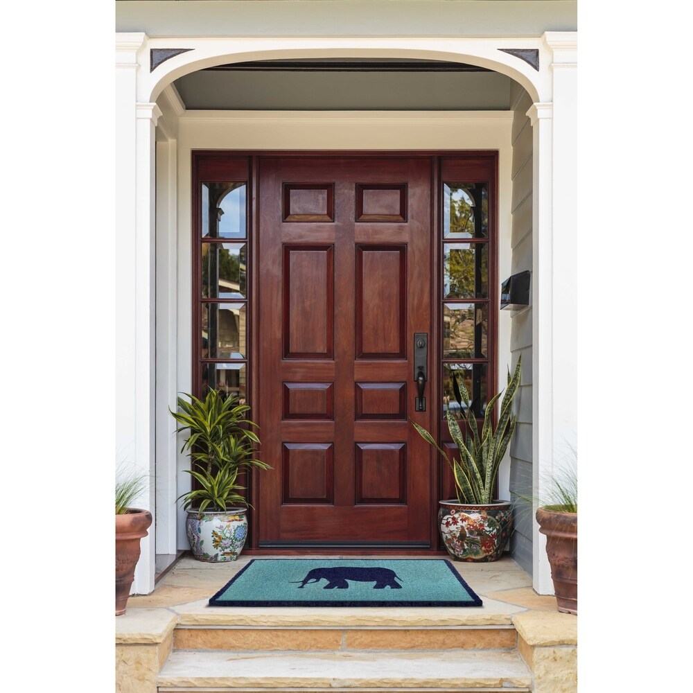 Handmade Lucky Elephant Extra Thick Durable Doormat (India) - 18" x 30"