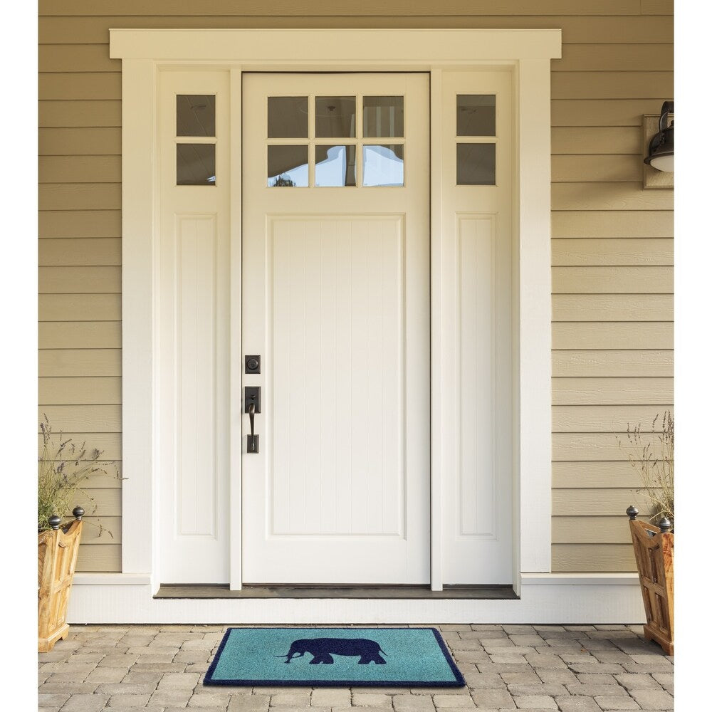 Handmade Lucky Elephant Extra Thick Durable Doormat (India) - 18" x 30"