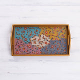 NOVICA Handmade Margarita Joy Reverse Painted Glass Tray (Peru)