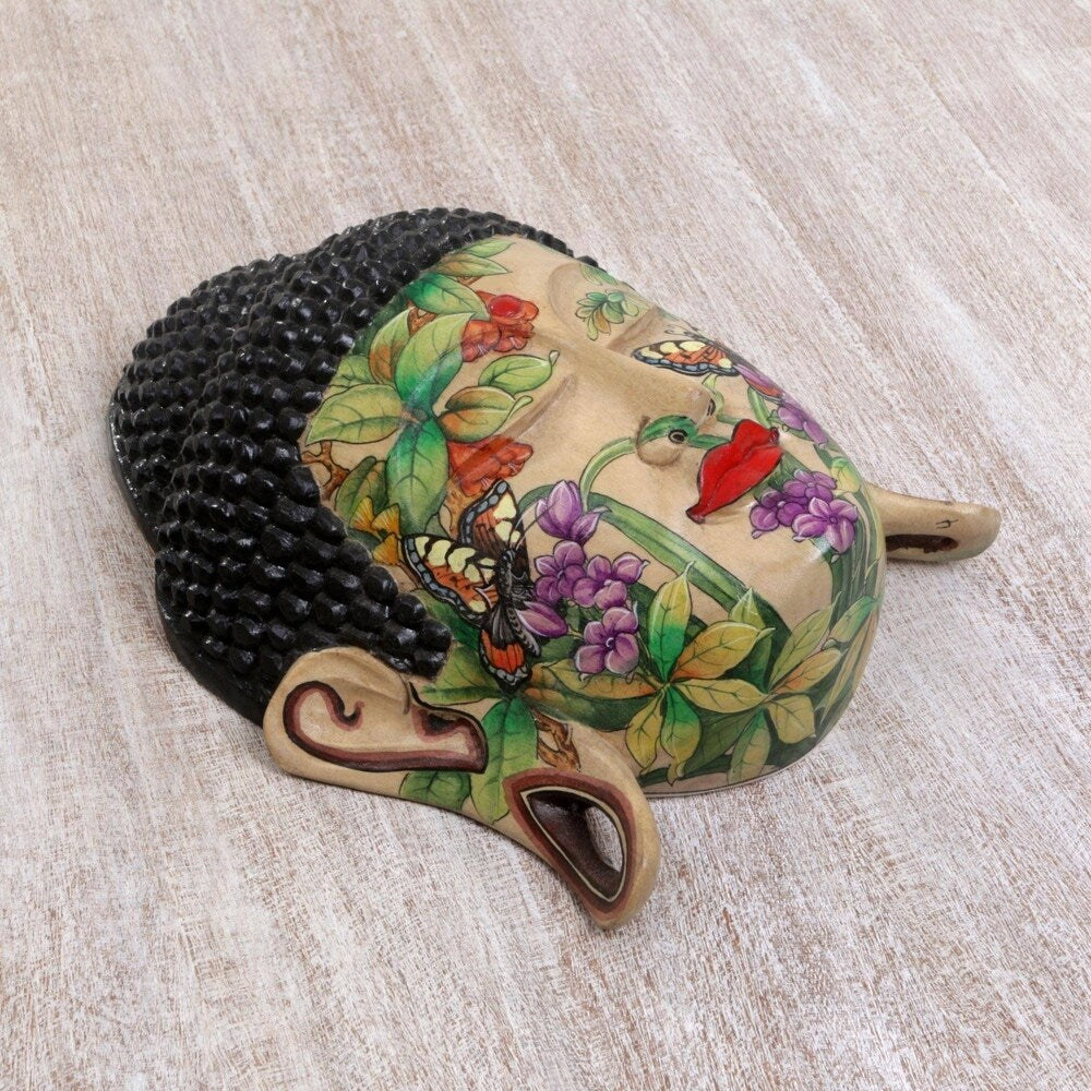Handmade Morning Glory Wood Mask (Indonesia) - multi