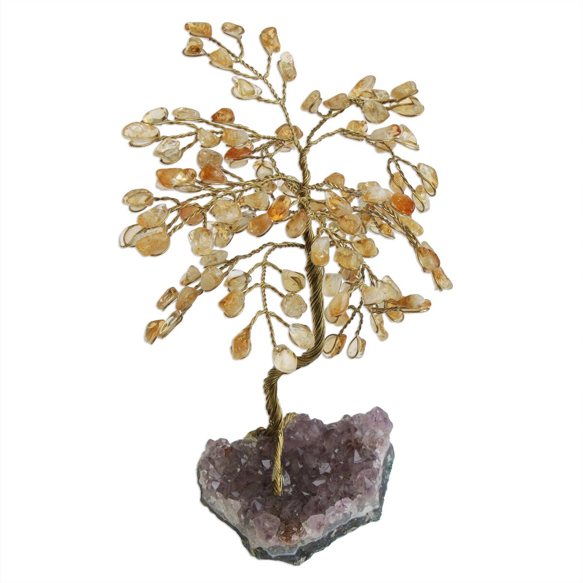 Handmade Mystical Tree Citrine Gemstone Tree (Brazil) - 6.25" H x 4.3" W x 3.1" D