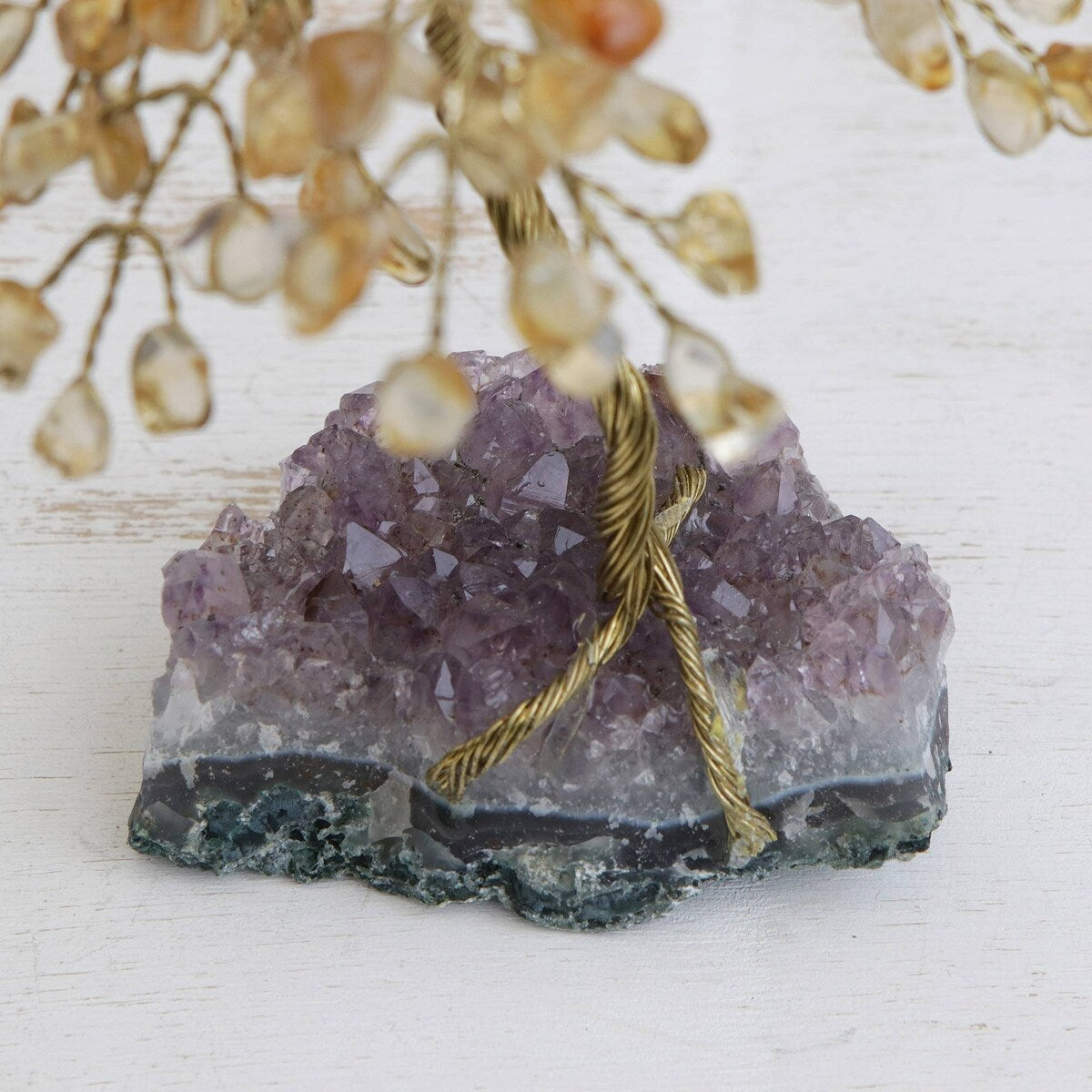 Handmade Mystical Tree Citrine Gemstone Tree (Brazil) - 6.25" H x 4.3" W x 3.1" D