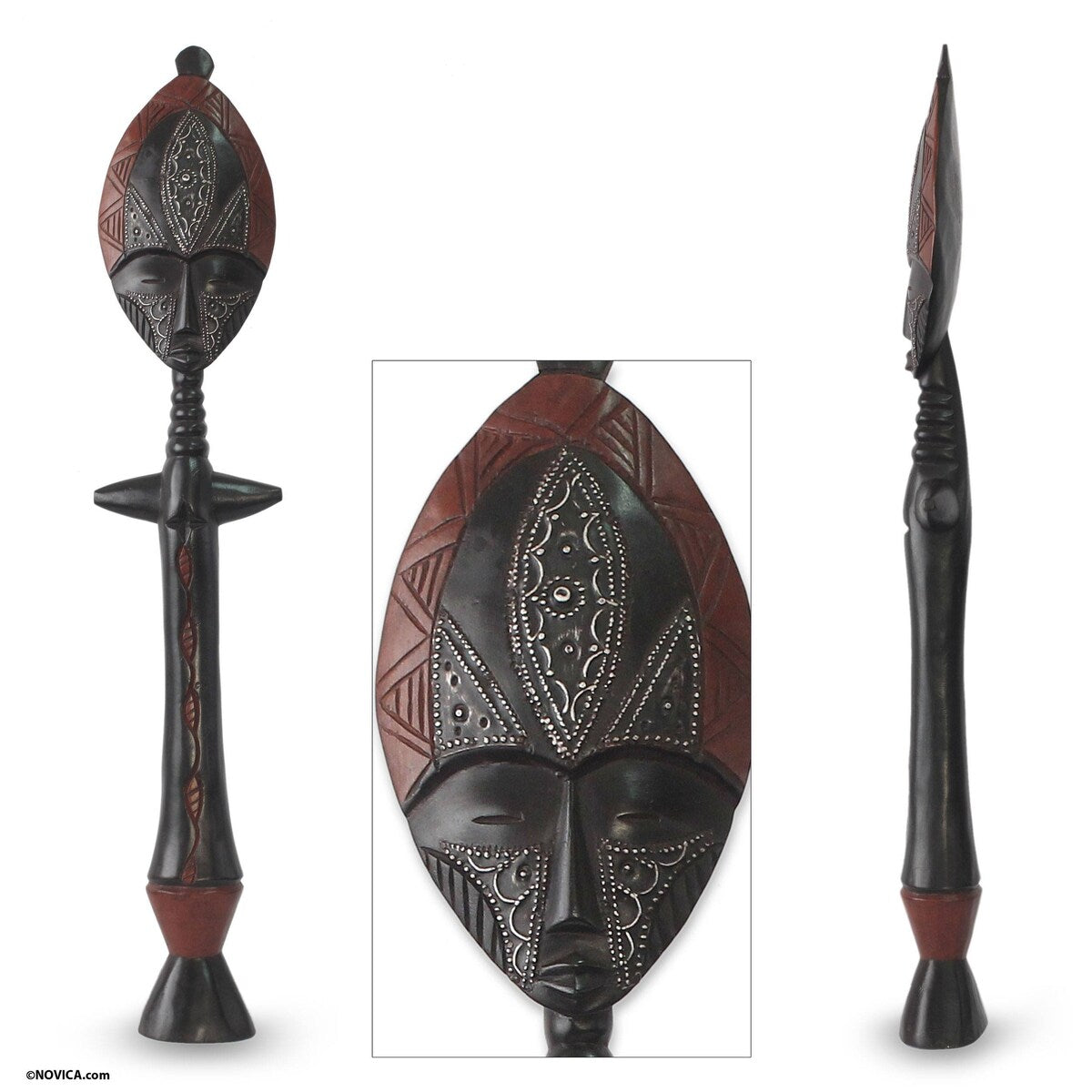 Handmade New Mother Wood sculpture (Ghana) - 82 x 16 x 10