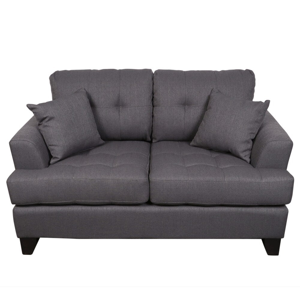 Porter Norwich Charcoal Grey Modern Loveseat with 2 Throw Pillows - 36"H x 41"D x 64"W