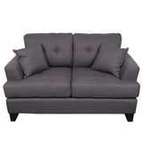 Porter Norwich Charcoal Grey Modern Loveseat with 2 Throw Pillows - 36"H x 41"D x 64"W