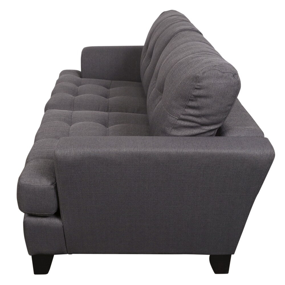 Porter Norwich Charcoal Grey Modern Loveseat with 2 Throw Pillows - 36"H x 41"D x 64"W