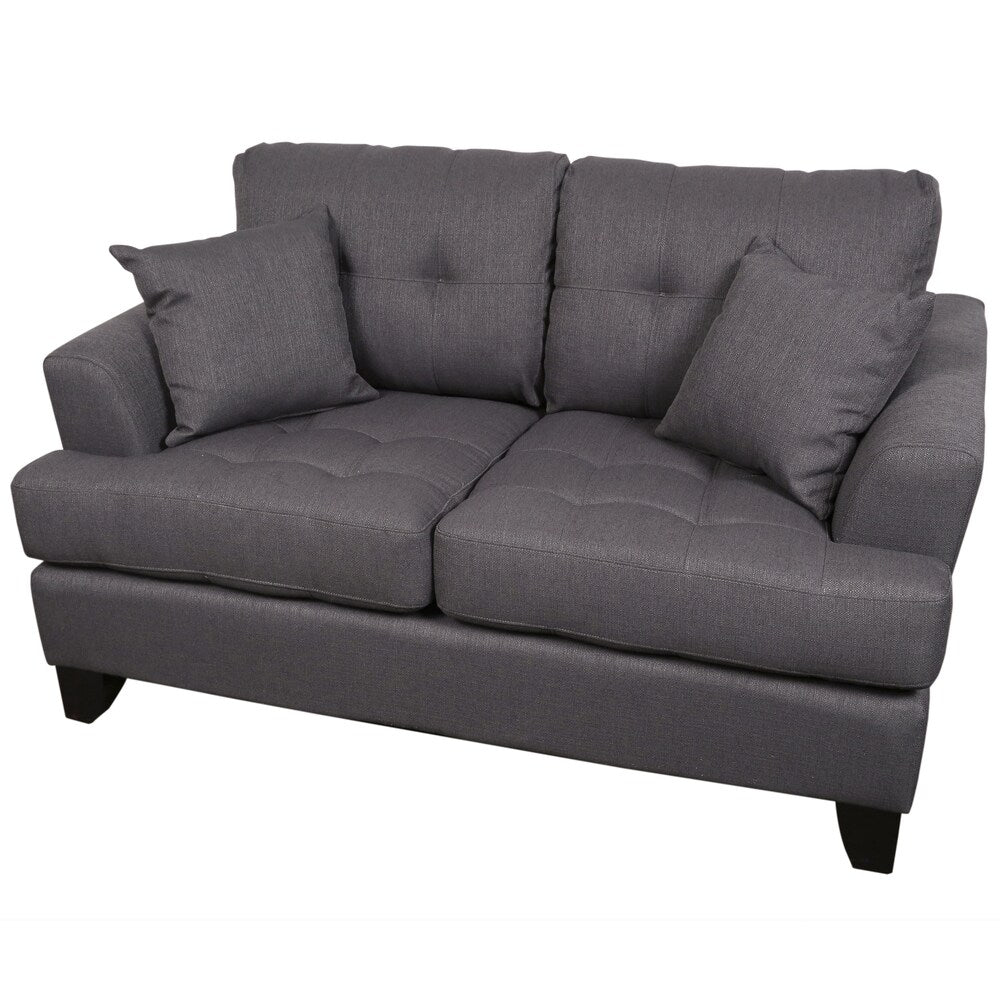 Porter Norwich Charcoal Grey Modern Loveseat with 2 Throw Pillows - 36"H x 41"D x 64"W