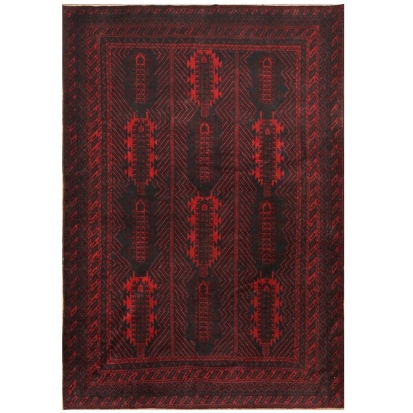 Handmade One-of-a-Kind Vintage Balouchi Wool Rug (Afghanistan) - 6'8 x 9'9