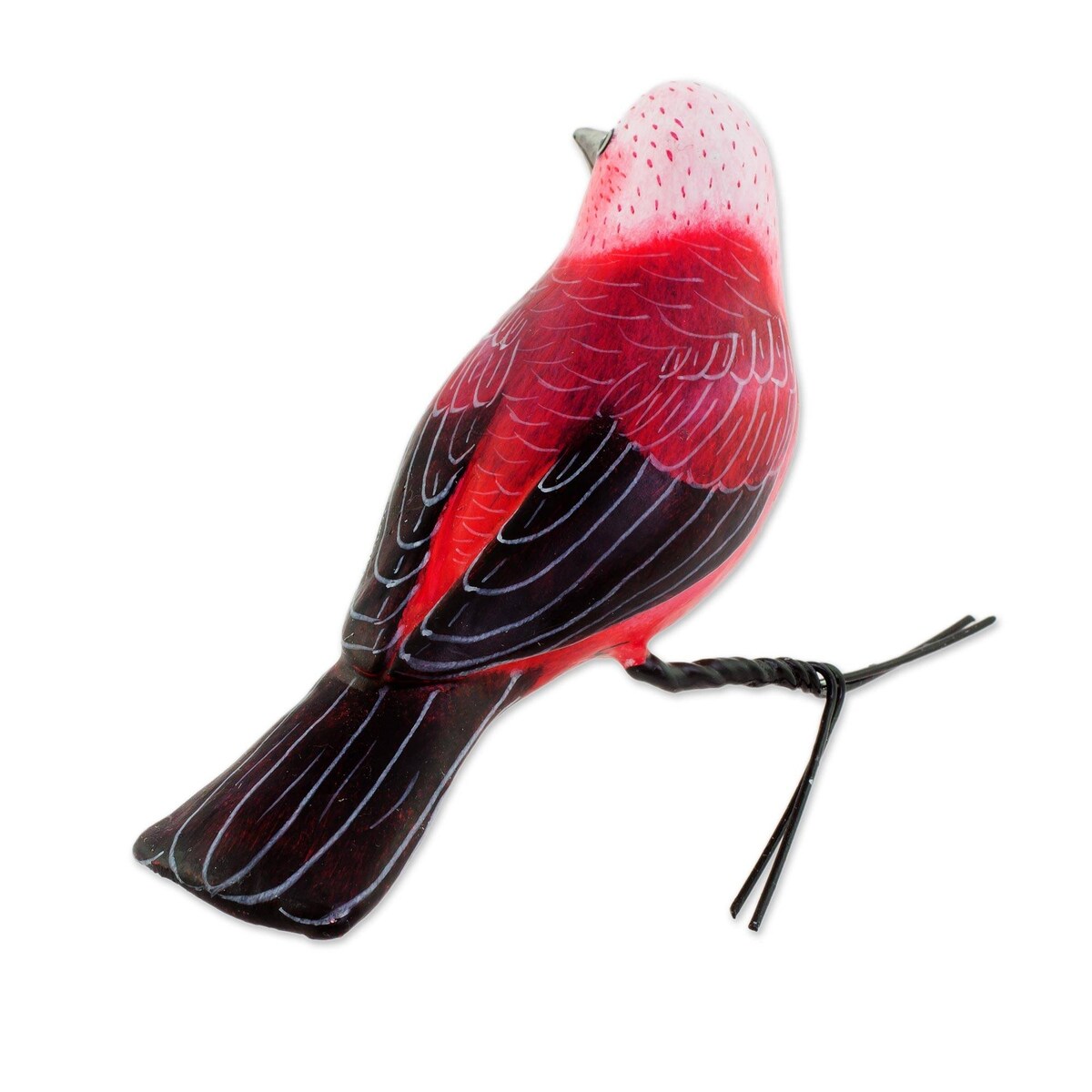 Handmade Pink Warbler Ceramic Figurine (Guatemala) - 4.7 " L x 1.6" W x 2.8 " D