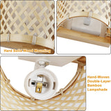 Handmade Rattan Plug-in Wall Sconce with Wire Switch - N/A