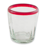 Handmade Ruby Groove Blown Set of 6 Glasses (Mexico)