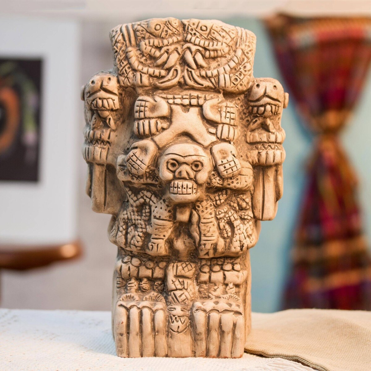 Handmade Serpent Skirt Goddess (large) Ceramic figurine (Mexico) - 40 x 28 x 21