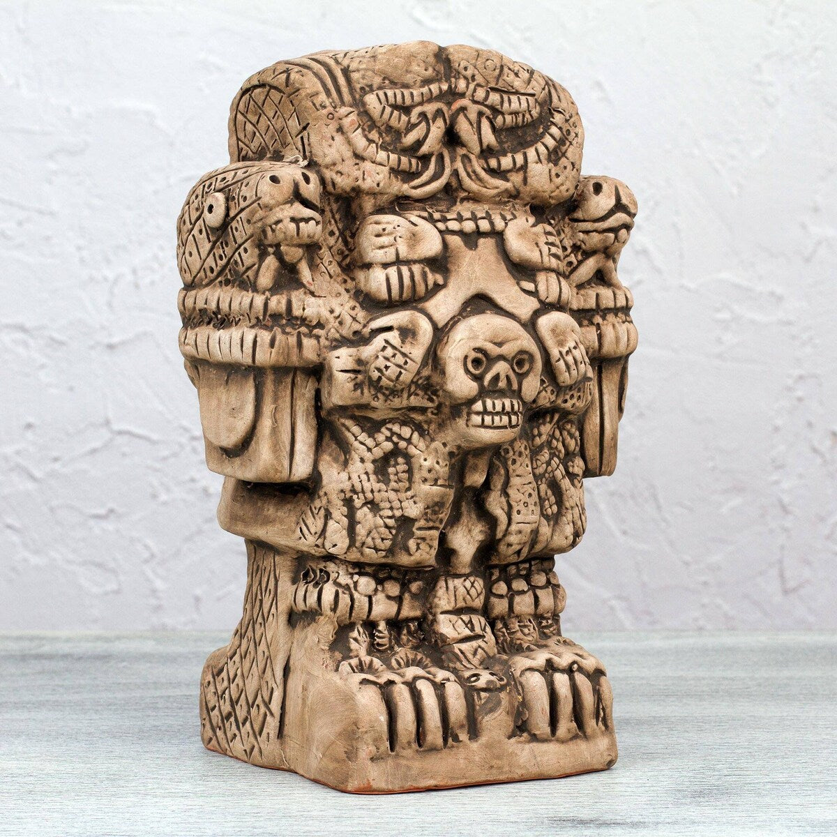 Handmade Serpent Skirt Goddess (large) Ceramic figurine (Mexico) - 40 x 28 x 21