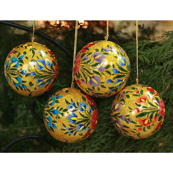Handmade Set Of 4 'Sunlight Joy' Holiday Ornaments (India)