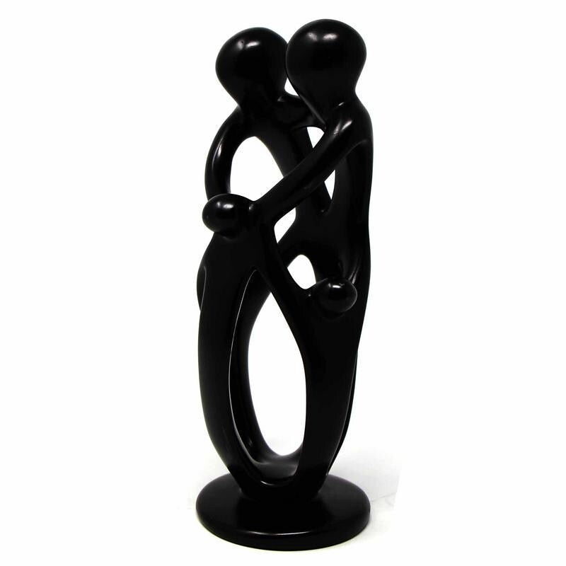 Handmade Soapstone Family Sculpture, Black Finish